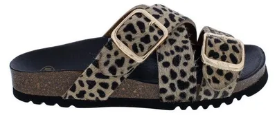 Produktbild von Scholl Pantolette mit Fußbett Selene Leopard Animal Print - Leder mit Felloptik 39