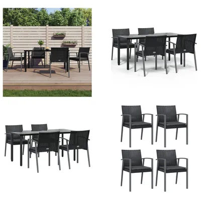 Produktbild von vidaXL 5 tlg. Garten Essgruppe mit Kissen Poly Rattan und Stahl - Garten Essgruppe - Garten Essgruppen - Essgruppe - Outdoor Essgruppe