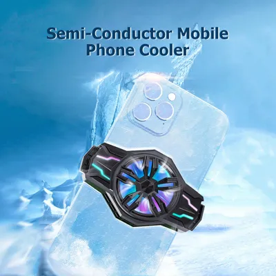 Image de S1-3030 Refroidisseur pour téléphone portable à semi-conducteurs, refroidisseur mobile RGB, mini-ventilateur pour smartphone, silencieux, pour les jeux, les films, le streaming en direct, les vlogs, compatible avec les téléphones de 68 à 93 mm de large