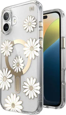 Produktbild von Speck Presidio Lux ClickLock & MagSafe - Etui iPhone 16 Plus (Sonnenschein Gänseblümchen / Klar / Gold)