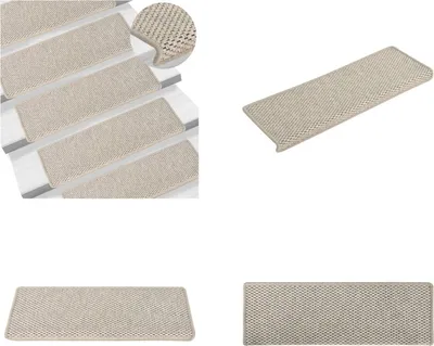 Image de vidaXL Tapis d'escalier autocollant aspect sisal 15 pcs 65x21x4 cm - Tapis d'escalier - Tapis de marches - Tapis de marches