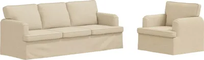 Produktbild von vidaXL Sofa Set 2 stk. Creme Stoff