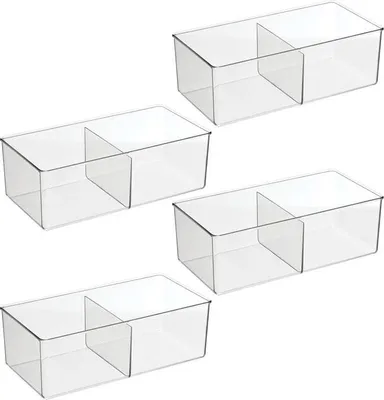 Produktbild von Aufbewahrungsbox mit 2 Fächern 4er Set Schrankbox mDesign transparent