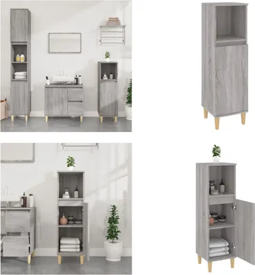 Produktbild von vidaXL Badschrank Grau Sonoma 30x30x100 cm Holzwerkstoff - Badschrank - Badschränke - Badezimmerschrank - Bad Schrank