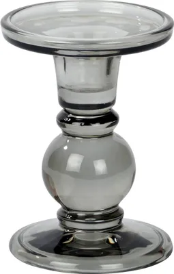 Produktbild von Lambert Andratx Leuchter Glas rauchgrau, H 13 cm, D 9,5 cm, für Stabkerzen und Stumpenkerzen 18043