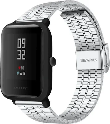 Produktbild von Strap-it Edelstahlarmband - Kompatibel mit Amazfit Bip Armband Ersatzarmband Edelstahl - Verstellbarer Verschluss - Hochwertiges Material - für Smartwatch 20mm Armband Silber