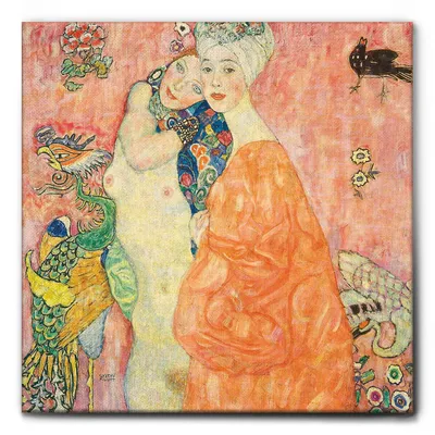 Immagine prodotto di Giallobus - Le amiche 2 - Gustav Klimt - 50L x 50l cm - Quadro - Tela Canvas Telaio Standard