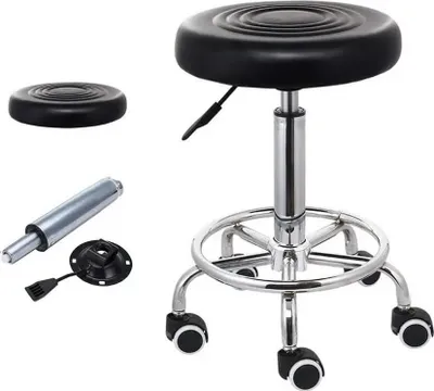 Image de Tabouret à roulettes - Tabouret de travail/de bureau - Réglable en hauteur - Pivotant à 360° - Avec roulettes - Hauteur d'assise env. 44-57 cm - Montage facile