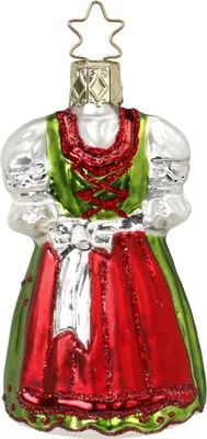 Produktbild von INGE-GLAS Weihnachts-Anhänger rot grünes Weihnachtsdirndl