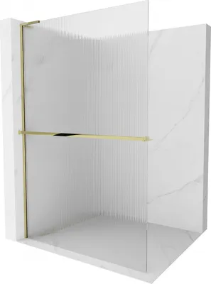 Produktbild von Mexen Kioto+ L Duschwand mit Regal Walk-in 90 x 200 cm, transparent, gold - 800-090-123-50-09