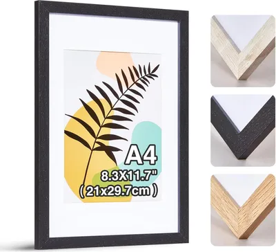 Immagine prodotto di Cornice nera in legno per foto - Formato A4 - Fissaggio a parete - Pezzo unico