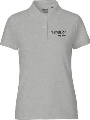 Produktbild von Huuraa Damen Polo Shirt New York my love XL Sport Grey Bio Baumwolle Fairtrade Poloshirt Geschenkidee