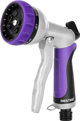 Produktbild von Metall-Hochdruck-Gartendusche, 7 Funktionen, einstellbar, violett