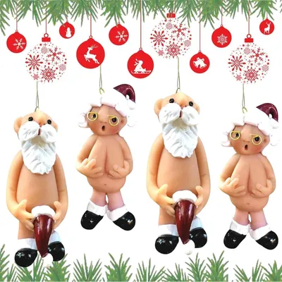 Freche Weihnachtsdekoration, 2 Stück, Harz/Acryl, zum Hängen