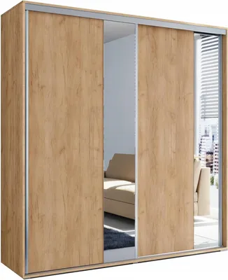 Produktbild von A4 Schlafzimmerschrank mit 2 Schiebetüren und Spiegel - Craft Gold - 100 x 62 x 215 cm