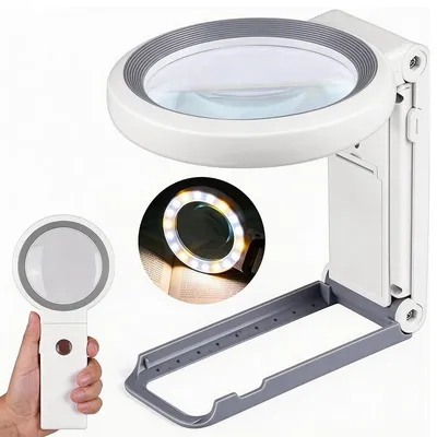 Produktbild von 30X/10X Lupe mit Licht, Hand- & Tischlupe 18 LED, 3 Farbmodi, Leselupe für Senioren, Juweliere, Münzen, mit Maßstab