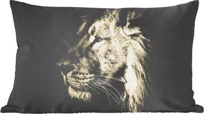 Produktbild von MuchoWow® Zierkissen Sofakissen Wohnzimmer Dekokissen 50x30 cm Löwe - Profil - Porträt - Wohnzimmerdekoration - Polster mit Photo