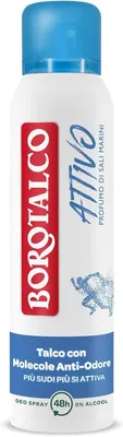 Produktbild von 6x Borotalco, blaues aktives Spray-Deodorant, Formel ohne Alkohol und Talk mit Anti-Odor-Molekülen, 48 Stunden Wirksamkeit, Duft von 150 ml Meersalz + Italian Gourmet Polpa 400g