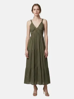 Produktbild von Damenkleid 100% Baumwolle Modell Casual Eleganz in Olivgrün Verde Militare UNICA VS 132-Military
