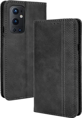 Produktbild von OnePlus 9 Pro Hülle - Coverup Vintage Style Klapphülle - Schwarz
