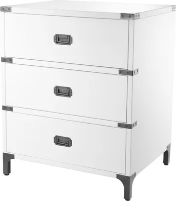 Produktbild von Casa Padrino Luxus Beistelltisch mit 3 Schubladen Weiß 71 x 40,5 x H. 74 cm - Wohnzimmermöbel