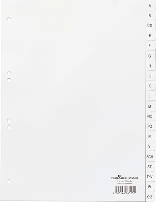 Produktbild von DURABLE Register A4 20-tlg. A-Z, 615002 weiß