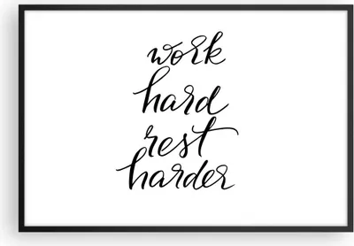 Produktbild von Gerahmtes Poster - Schwarzer Rahmen - Hart Arbeit Ruhe - 91,5x61 cm - Wand Bild - Wanddeko - Wandbilder - Kunstposter - Wandposter - Bilderrahmen - Bilder - Kunstdruck Wanddekoration - P2BAA91x61-4558