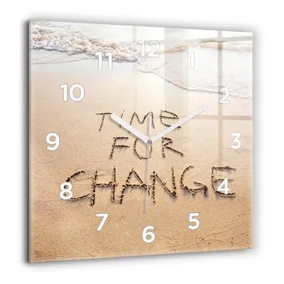 Produktbild von Wallfluent Große Wanduhr – Stilles Quarzuhrwerk - Uhr Dekoration Wohnzimmer Schlafzimmer Küche - Zifferblatt - weiße Zeiger - 60 cm - Zitat am Strand