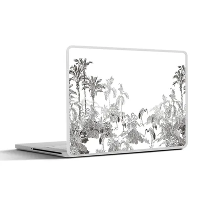 Produktbild von MuchoWow® Laptop Aufkleber Sticker Cover Dschungel - Vögel - Schwarz - Weiß 31x22.5 cm - Laptop-Deko