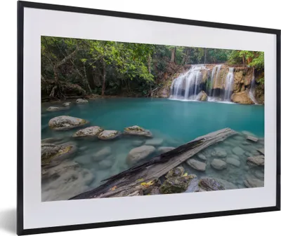 Produktbild von MuchoWow® MuchoWow® Gerahmtes Poster Wasserfälle im thailändischen Erawan-Nationalpark 60x40 cm - Poster mit zchwarzem Bilderrahmen - Schlafzimmer - Plakat in Rahmen - Drucken