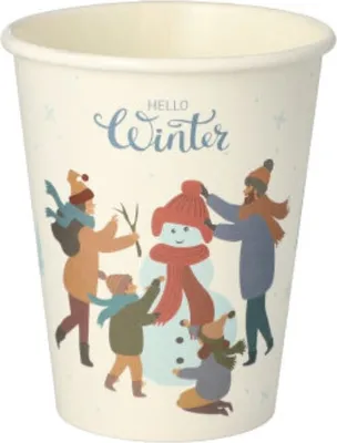 Immagine prodotto di 50 bicchieri di carta "pura" da 0,2 l "Hello Winter" bicchieri per vin brulè bevanda calda monouso