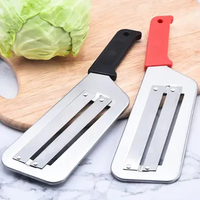 Produktbild von Edelstahl-Doppelschichtschneider, Küchen-Gemüsemesser-Schredder-Schneider-Zerkleinerer, Kohlschneider, Kohl-Zerkleinerer for Krautsalat, Kohl-Krautsalat-Zerkleinerer-Messer