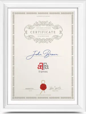 A framed certificate of achievement.