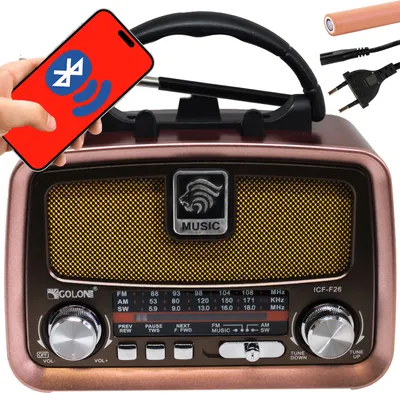 Zdjęcie produktu dla Retro radio Bluetooth AM FM SW Przenośne radio Obsługuje USB Gniazdo kart SD Przenośne radio Zasilane bateryjnie Drewniana obudowa Radio retro