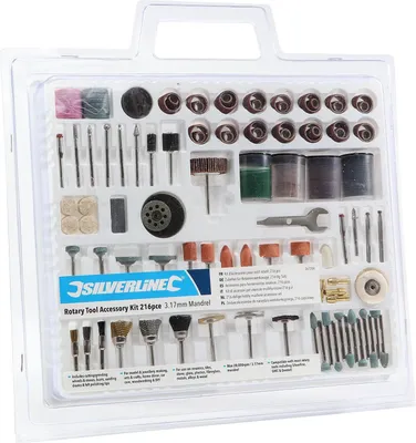 Produktbild von Silverline Zubehör für Rotationswerkzeuge 216 teilig Schaft 3,17mm