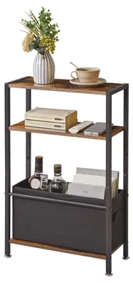 Immagine prodotto di Tavolino aus legno a tre ripiani, in stile rustico e color marrone, con spazio contenitivo
