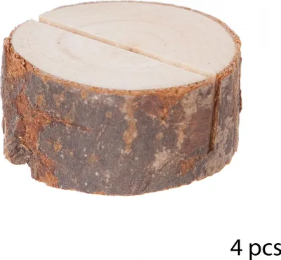 Produktbild von Weihnachtliche Namensschild-Halter Tischdeko aus Holz 4 Stück braun 4 x 1,5 cm -