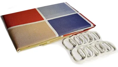 Produktbild von Duschvorhang Muster Textil 180 x 200 mit Ringen Karo Bunt