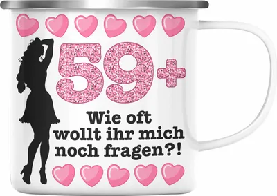 Produktbild von Trendation - 60. Geburtstag Frauen Emaille Tasse Geschenk Geschenkidee 60er Geburtstag Spruch Perfektion Mama Mutter Lustiger Spruch Witzig 59+ (Silber)