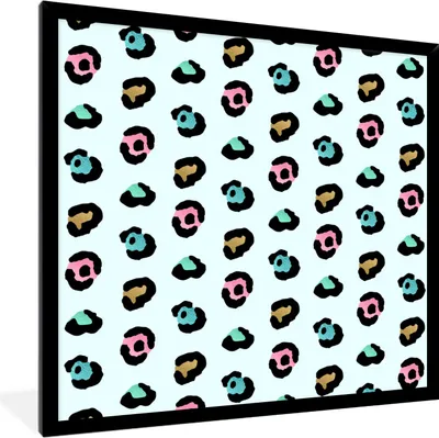 Produktbild von MuchoWow® MuchoWow® Gerahmtes Poster Pantherdruck - Farben - Muster 40x40 cm - Poster mit zchwarzem Bilderrahmen - Mit Rahmen - Wanddekoration Schlafzimmer
