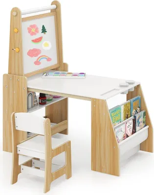 Produktbild von Kinder-Maltisch- und Stuhlset mit Staffelei, Whiteboard und Kreidetafel