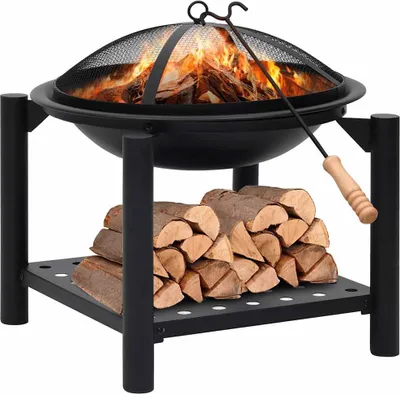 Produktbild von vidaXL Feuerschale mit Schürhaken 54x54x55 cm Stahl