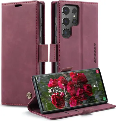 Produktbild von Hülle Samsung Galaxy S25 Ultra Handyhülle Klapphülle Tasche Etui Flip Case Karmesinrot