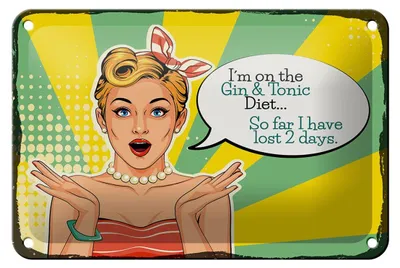 Produktbild von Blechschild Spruch I´m on the Gin & Tonic Diet 18x12cm Dekoration