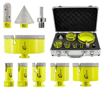 Diamantbohrer-Set 9-tlg. 20–110 mm + Fräser + Adapter