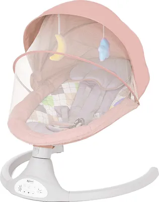 Produktbild von Babywippe Babyschaukelstuhl Fernbedienung Bluetooth freie Hände mit 5 Vibrationsamplituden 3 Musik Timing mit Moskitonetz
