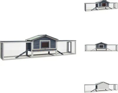 Immagine prodotto di vidaXL Conigliera grigia 310x70x87 cm in legno massiccio di pino e abete - Habitat e recinti per piccoli animali