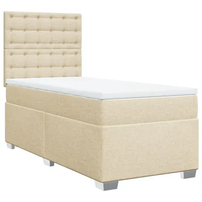 Produktbild von Boxspringbett mit Matratze Creme 90x200 cm Stoff