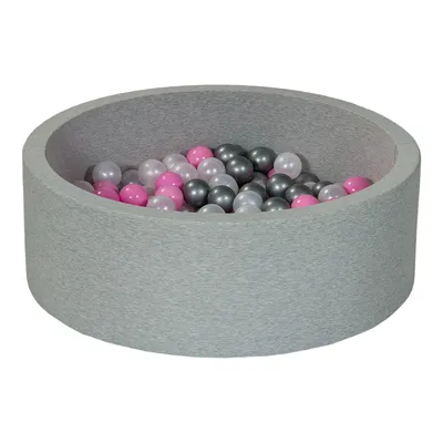 Image de Piscine à balles aire de jeux + 150 balles perles, rose clair, argenté