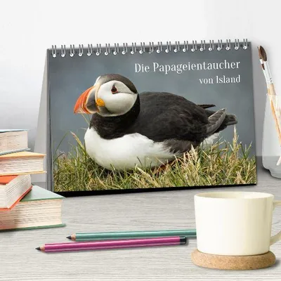 Produktbild von Die Papageientaucher von Island (Tischkalender 2026 DIN A5 quer), CALVENDO Monatskalender